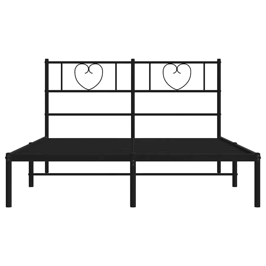 Cadre de lit métal sans matelas avec tête de lit noir 135x190cm - 5