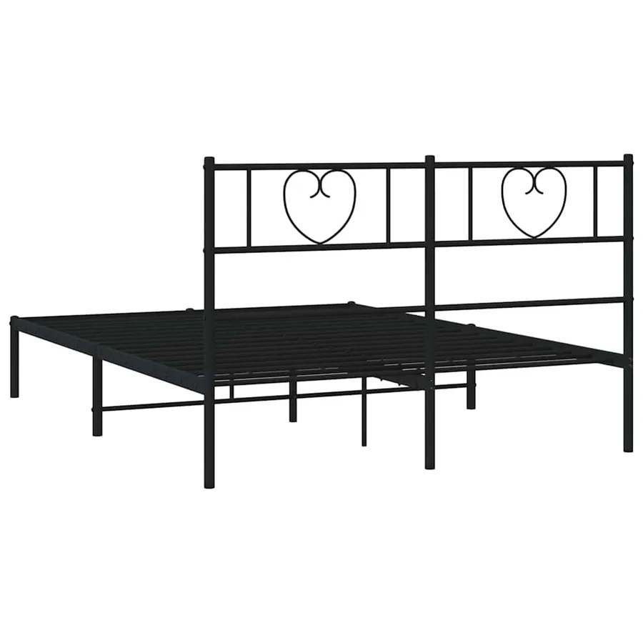 Cadre de lit métal sans matelas avec tête de lit noir 135x190cm - 7