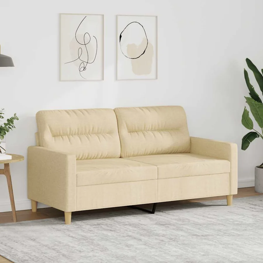 Canapé à 2 places Crème 140 cm Tissu