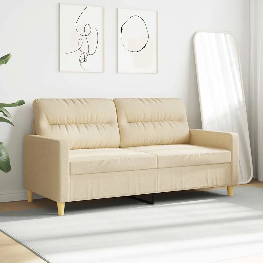 Canapé à 2 places Crème 140 cm Tissu - 3
