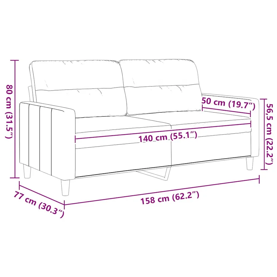 Canapé à 2 places Crème 140 cm Tissu - 9