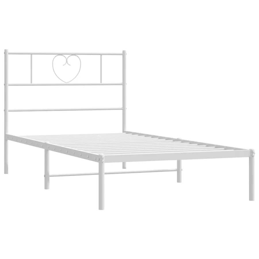 Cadre de lit métal sans matelas avec tête de lit blanc 90x190cm - 5
