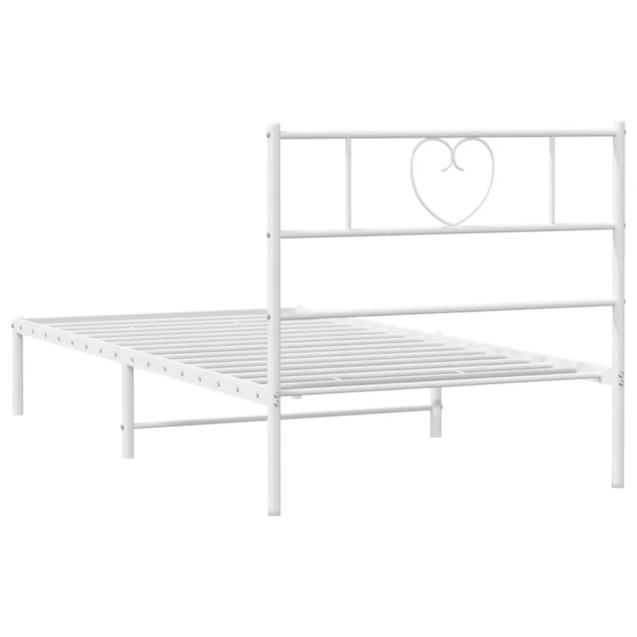 Cadre de lit métal sans matelas avec tête de lit blanc 90x190cm - 7