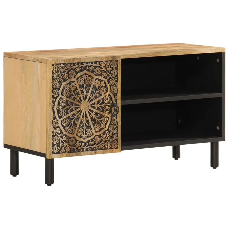 Meuble TV 80x31x46 cm bois massif de manguier - 2