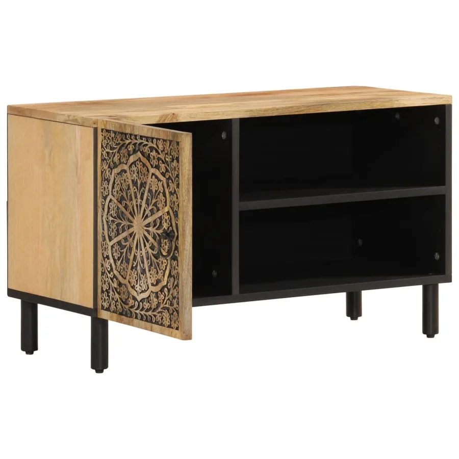 Meuble TV 80x31x46 cm bois massif de manguier - 4