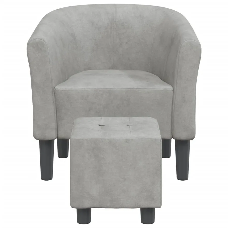 Chaise cabriolet avec repose-pied gris clair velours - 3