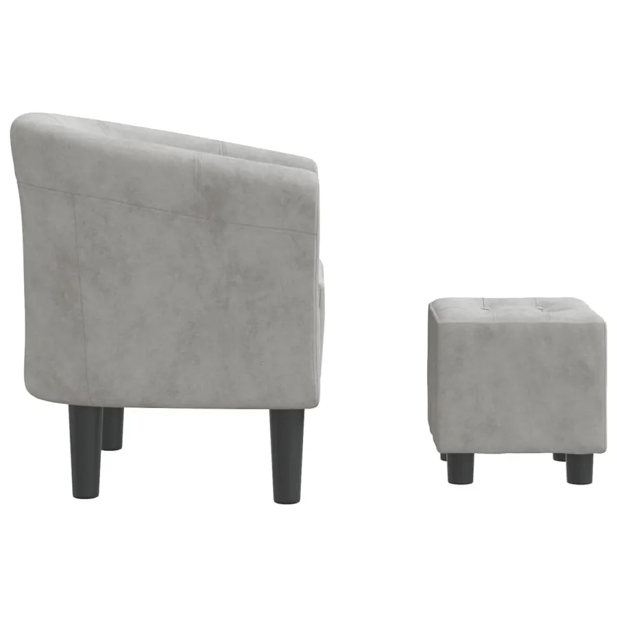 Chaise cabriolet avec repose-pied gris clair velours - 4