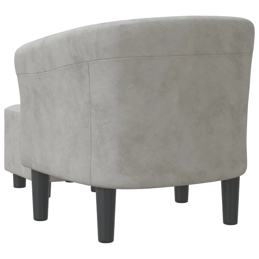 Chaise cabriolet avec repose-pied gris clair velours - 5