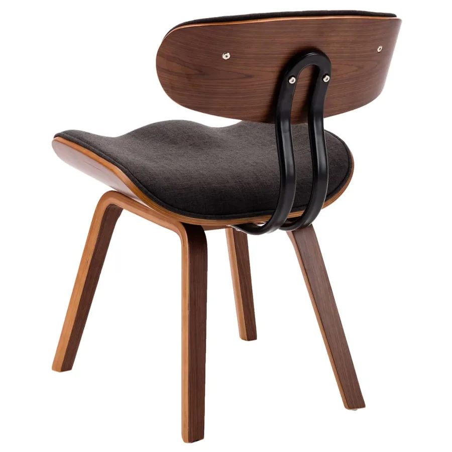 Chaises à manger lot de 2 gris bois courbé et tissu - 6