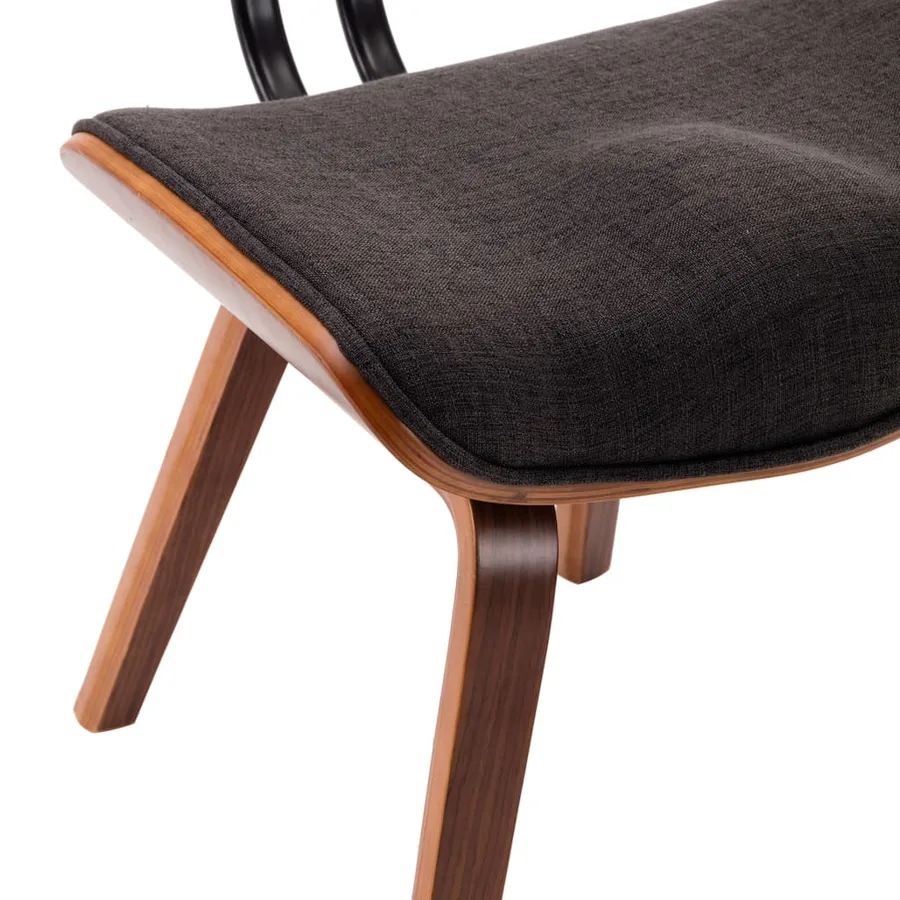 Chaises à manger lot de 2 gris bois courbé et tissu - 7