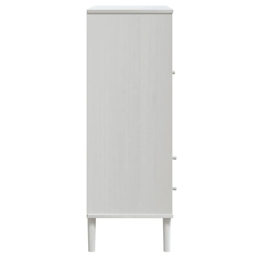 Buffet SENJA aspect rotin blanc 90x40x112cm bois massif de pin - 7