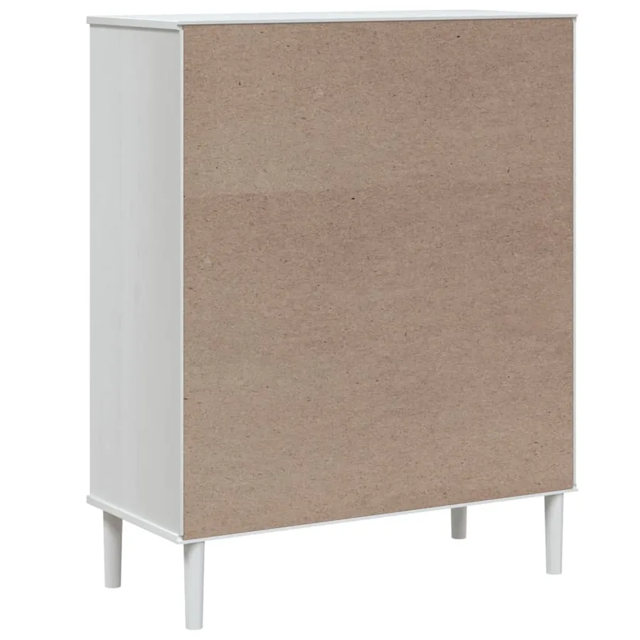 Buffet SENJA aspect rotin blanc 90x40x112cm bois massif de pin - 8