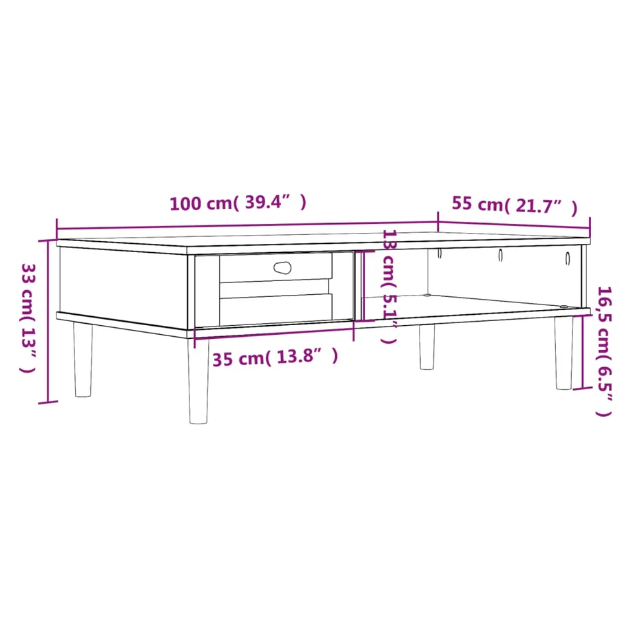 Table basse SENJA aspect rotin blanc 100x55x33 cm bois massif - 10