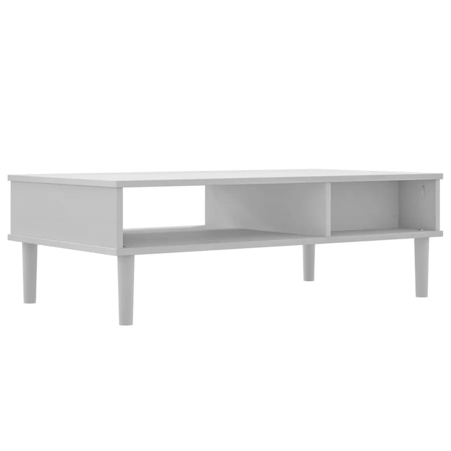 Table basse SENJA aspect rotin blanc 100x55x33 cm bois massif - 8