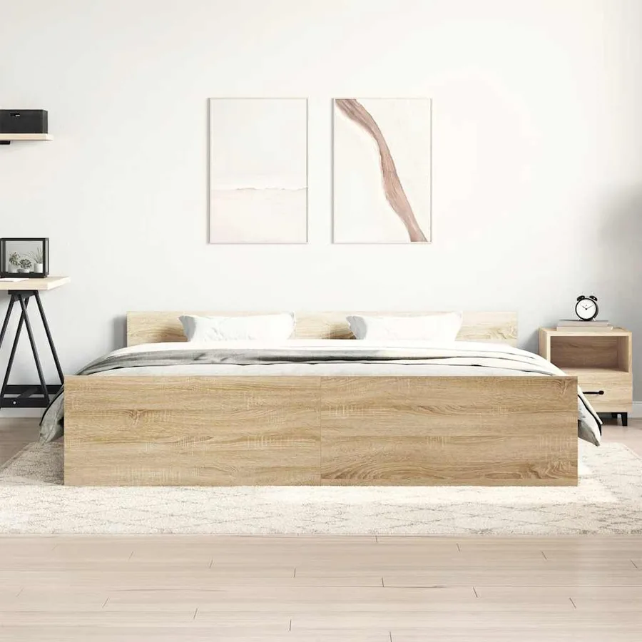 Cadre de lit sans matelas chêne sonoma 160x200 cm - 3