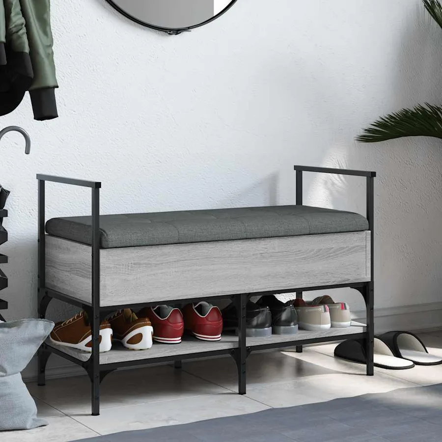Banc à chaussures sonoma gris 85,5x42x57,5 cm bois d'ingénierie - 3