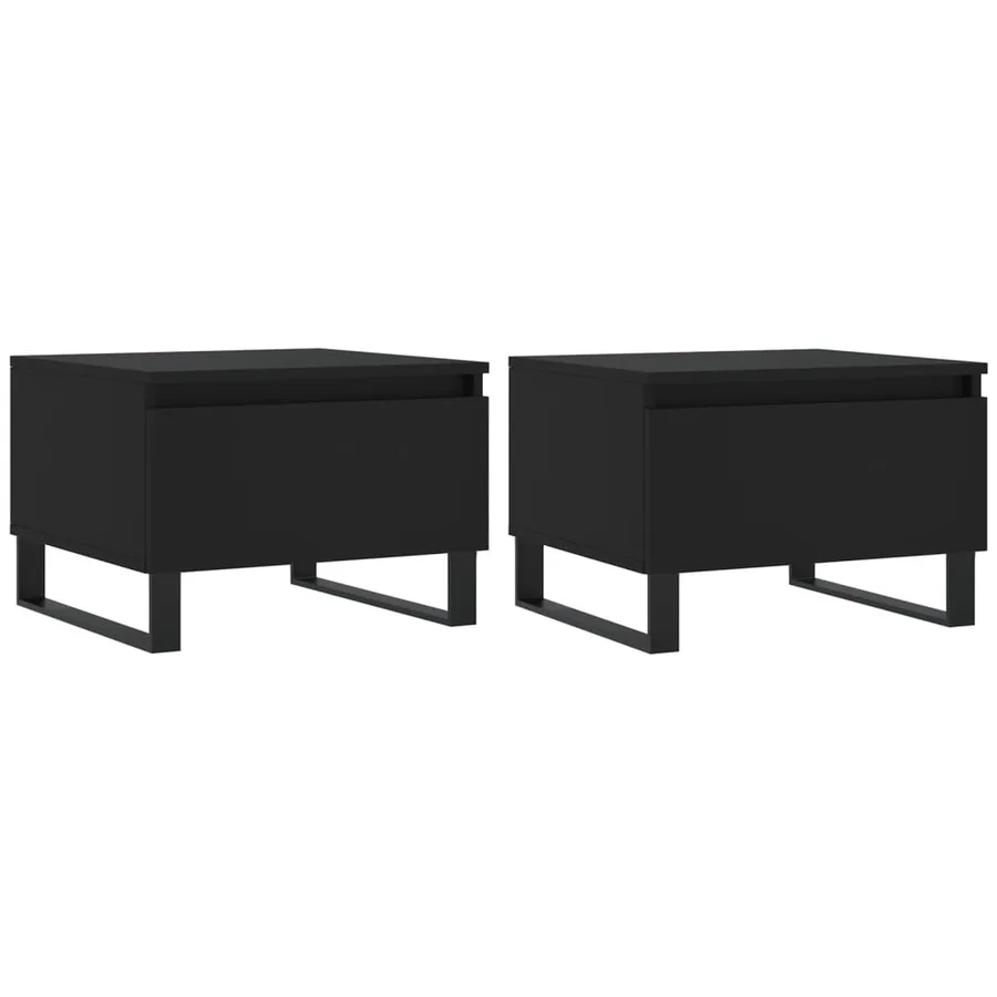 Tables basses 2 pcs noir 50x46x35 cm bois d'ingénierie - 2