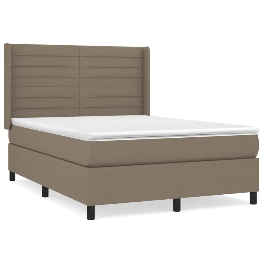 Sommier à lattes de lit avec matelas Taupe 140x200 cm Tissu - 2