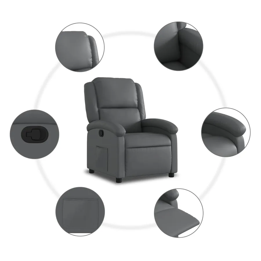 Fauteuil inclinable gris similicuir - 5