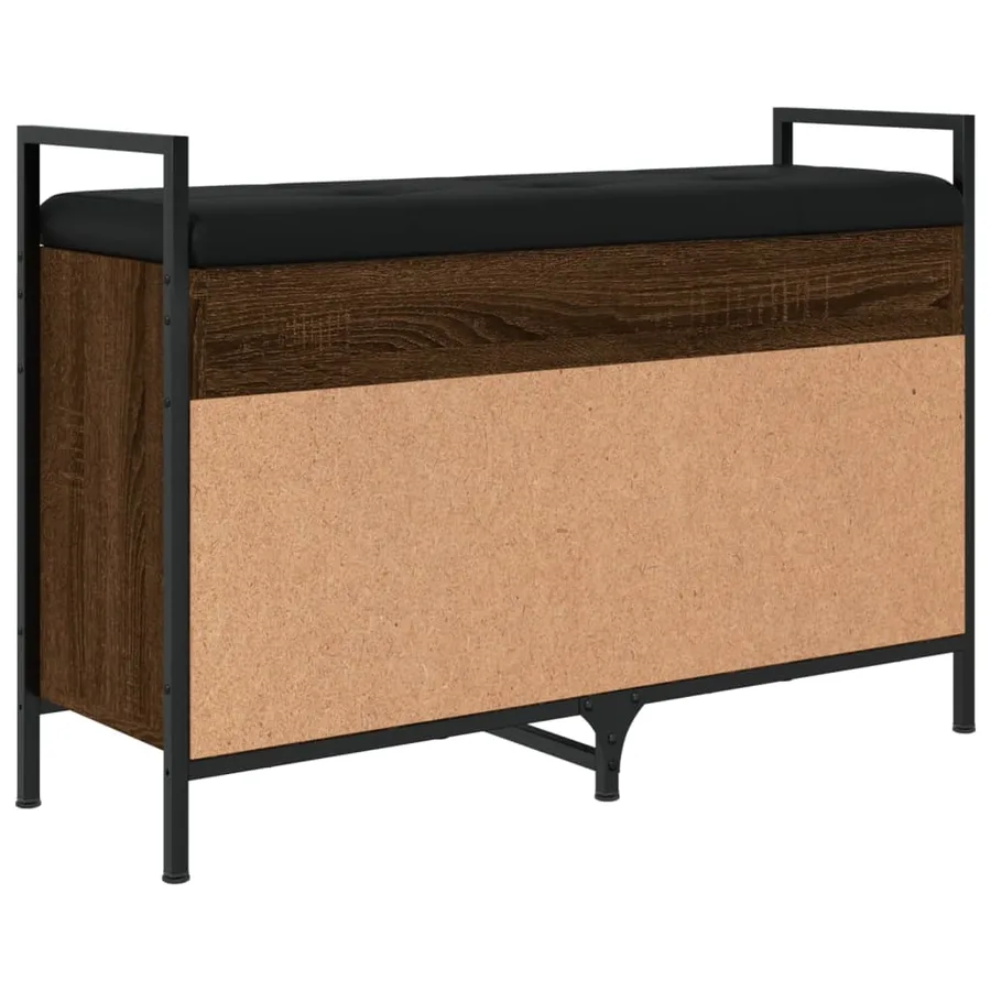 Banc à chaussures chêne marron 85,5x32x57,5cm bois d'ingénierie - 8