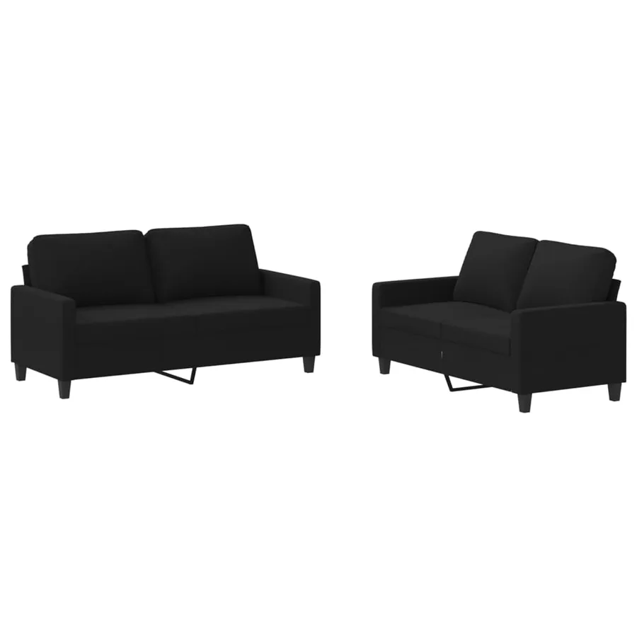 Ensemble de canapés 2 pcs avec coussins Noir Tissu - 2