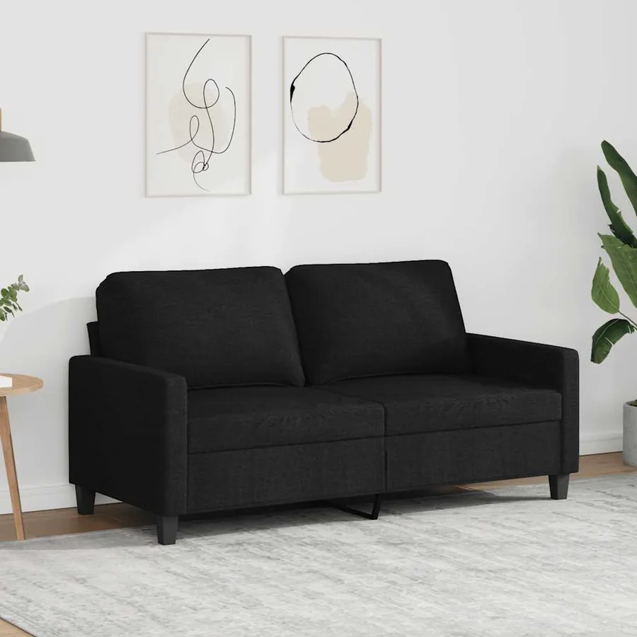 Canapé à 2 places Noir 140 cm Tissu
