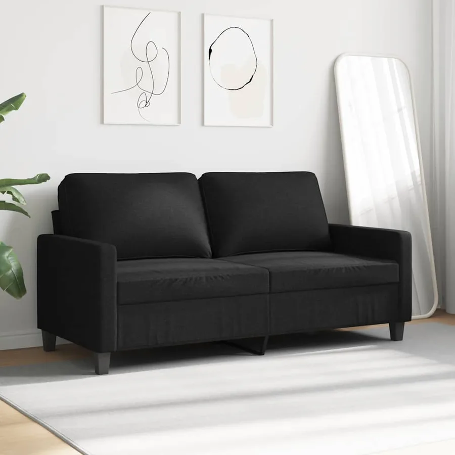 Canapé à 2 places Noir 140 cm Tissu - 3