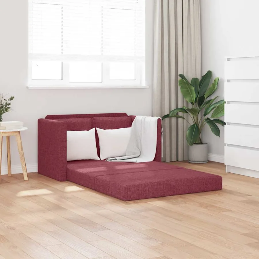 Canapé-lit 2 en 1 rouge bordeaux 112x174x55 cm tissu