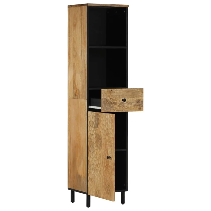 Armoire de salle de bain 38x33x160 cm bois massif de manguier - 2