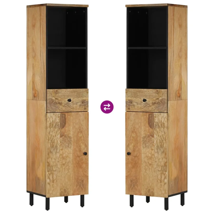 Armoire de salle de bain 38x33x160 cm bois massif de manguier - 6