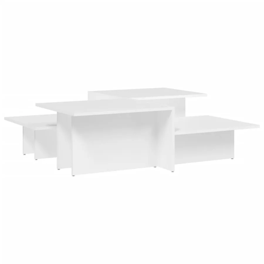 Tables basses 2 pcs blanc bois d'ingénierie - 2