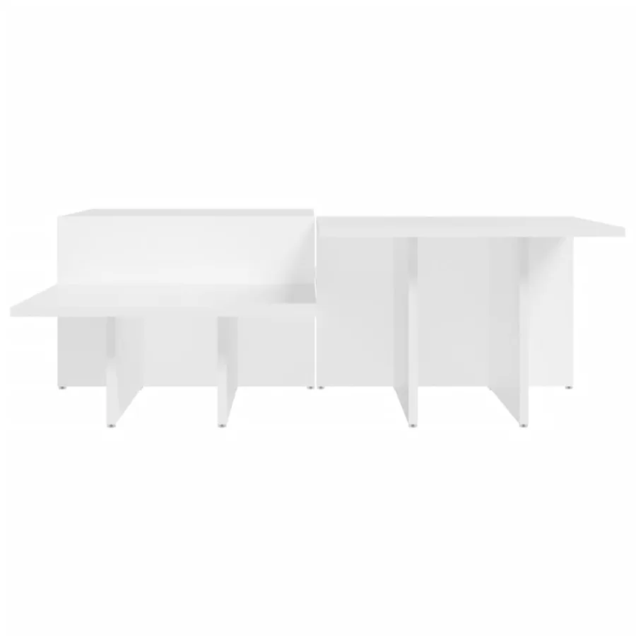 Tables basses 2 pcs blanc bois d'ingénierie - 5