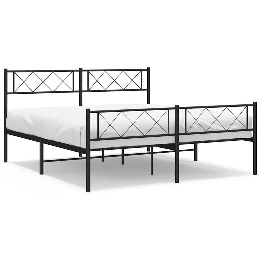 Cadre de lit métal sans matelas avec pied de lit noir 120x190cm - 2