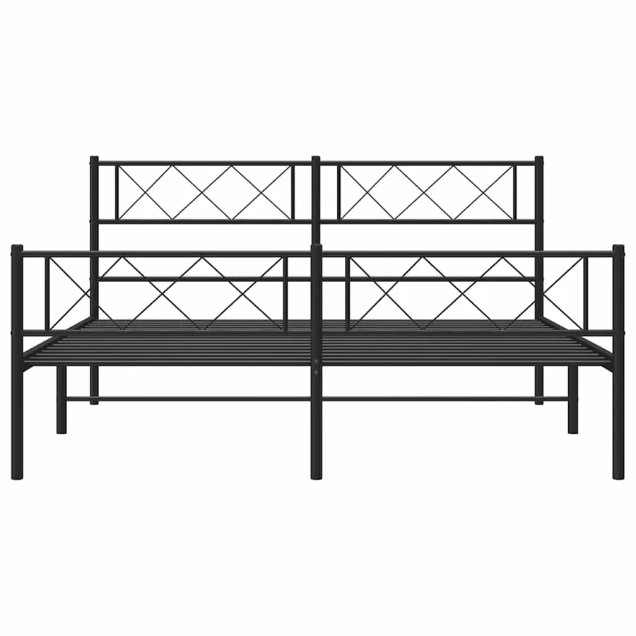 Cadre de lit métal sans matelas avec pied de lit noir 120x190cm - 4