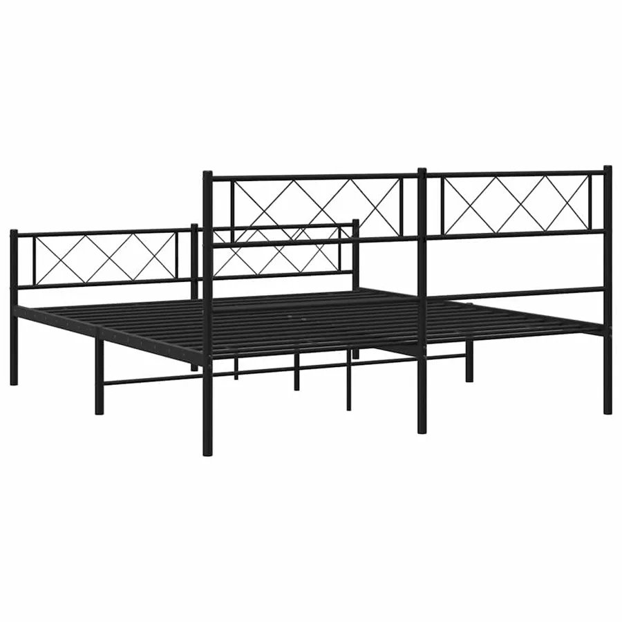 Cadre de lit métal sans matelas avec pied de lit noir 120x190cm - 7