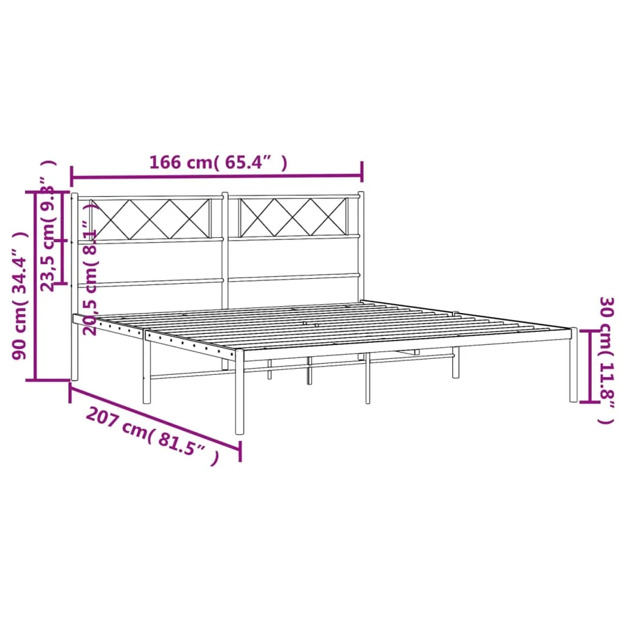 Cadre de lit métal sans matelas et tête de lit blanc 160x200 cm - 9