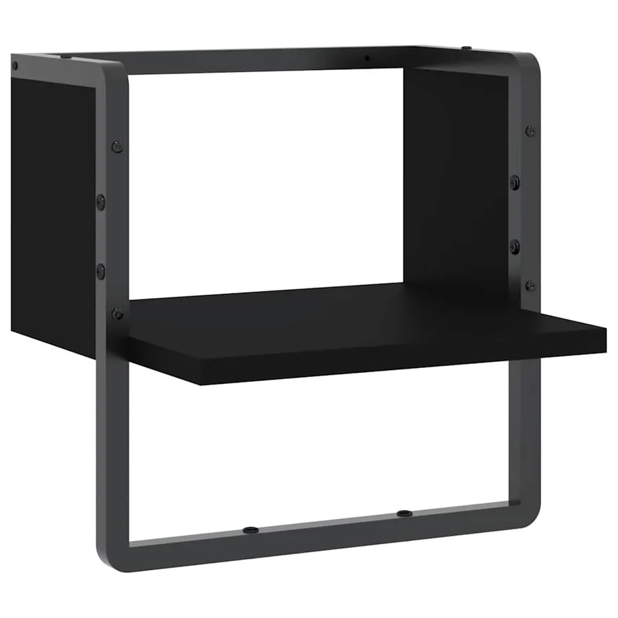 Étagère murale avec barre noir 30x25x30 cm - 2