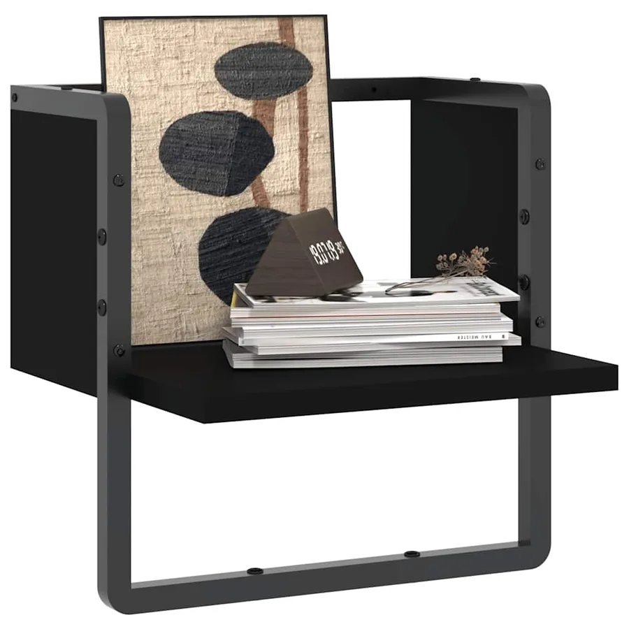 Étagère murale avec barre noir 30x25x30 cm - 3