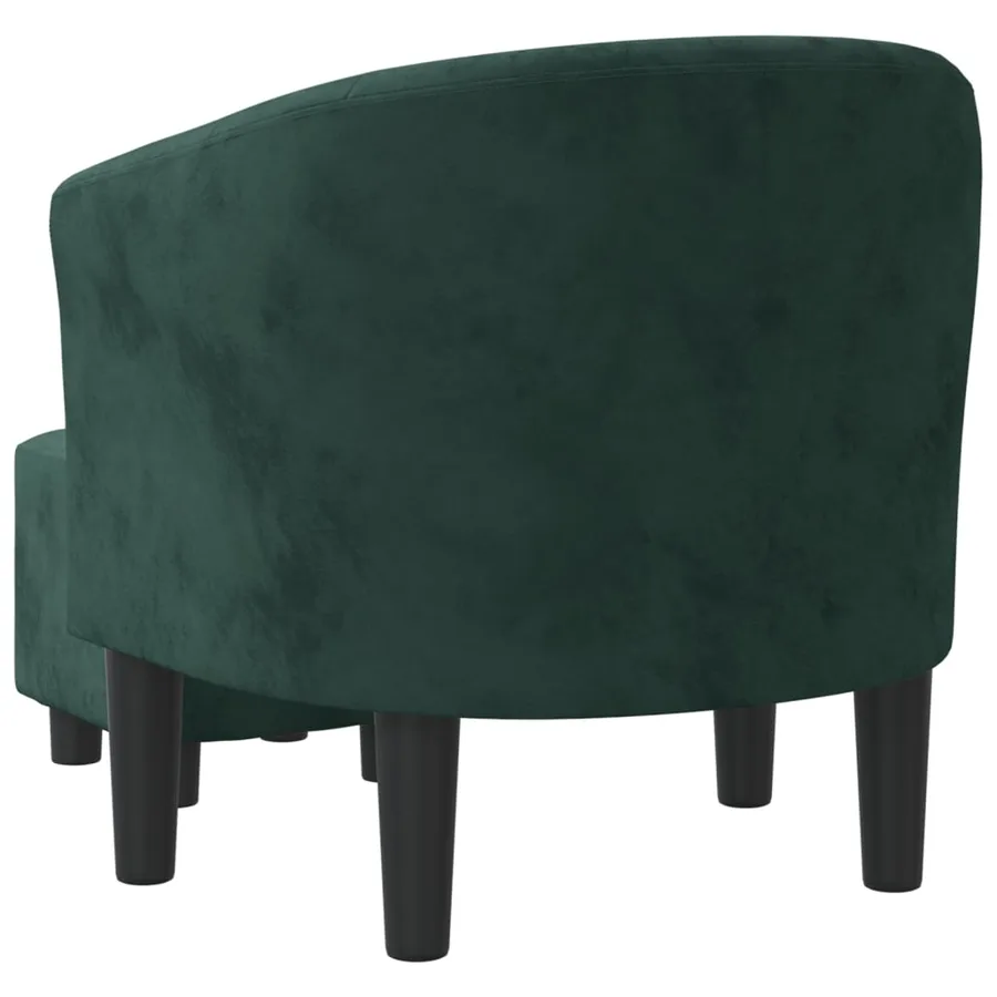 Fauteuil avec repose-pied vert foncé velours - 5