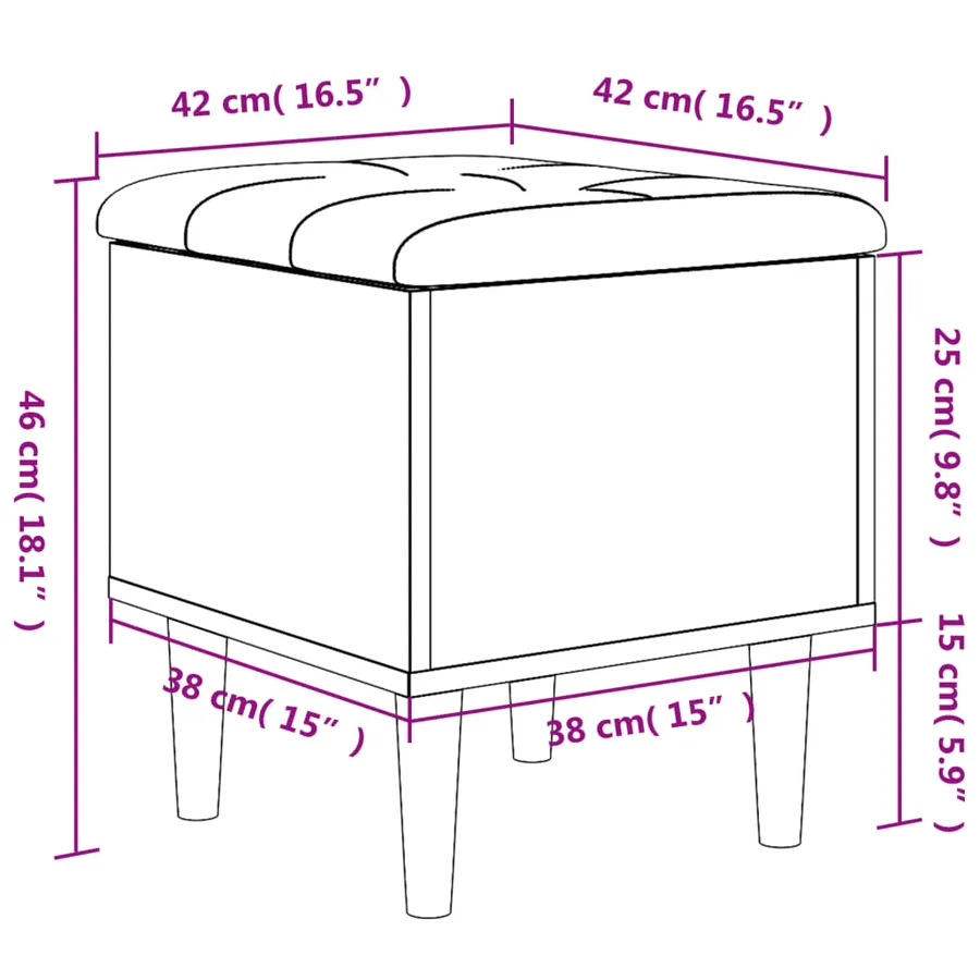 Banc de rangement chêne marron 42x42x46 cm bois d'ingénierie - 10
