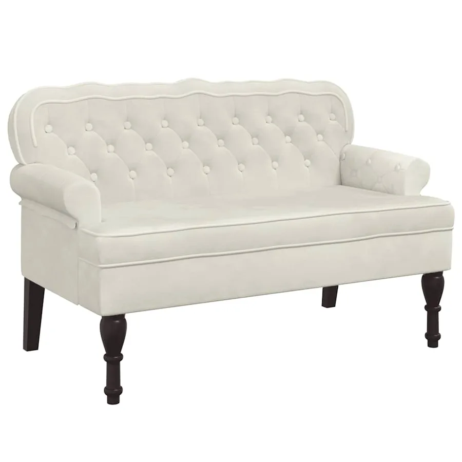 Banc avec dossier crème 119,5x64,5x75 cm velours - 2