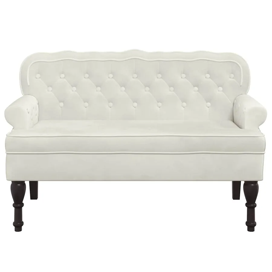 Banc avec dossier crème 119,5x64,5x75 cm velours - 3