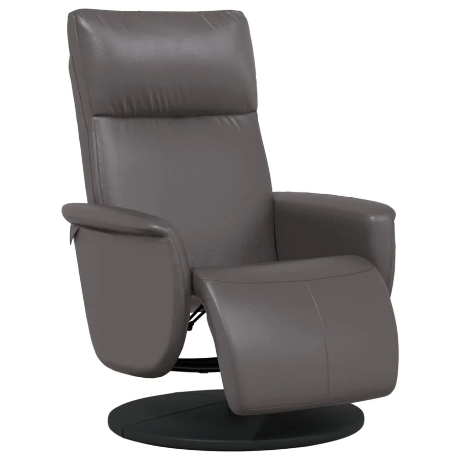 Fauteuil inclinable avec repose-pieds gris similicuir - 2