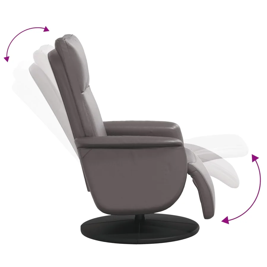 Fauteuil inclinable avec repose-pieds gris similicuir - 6