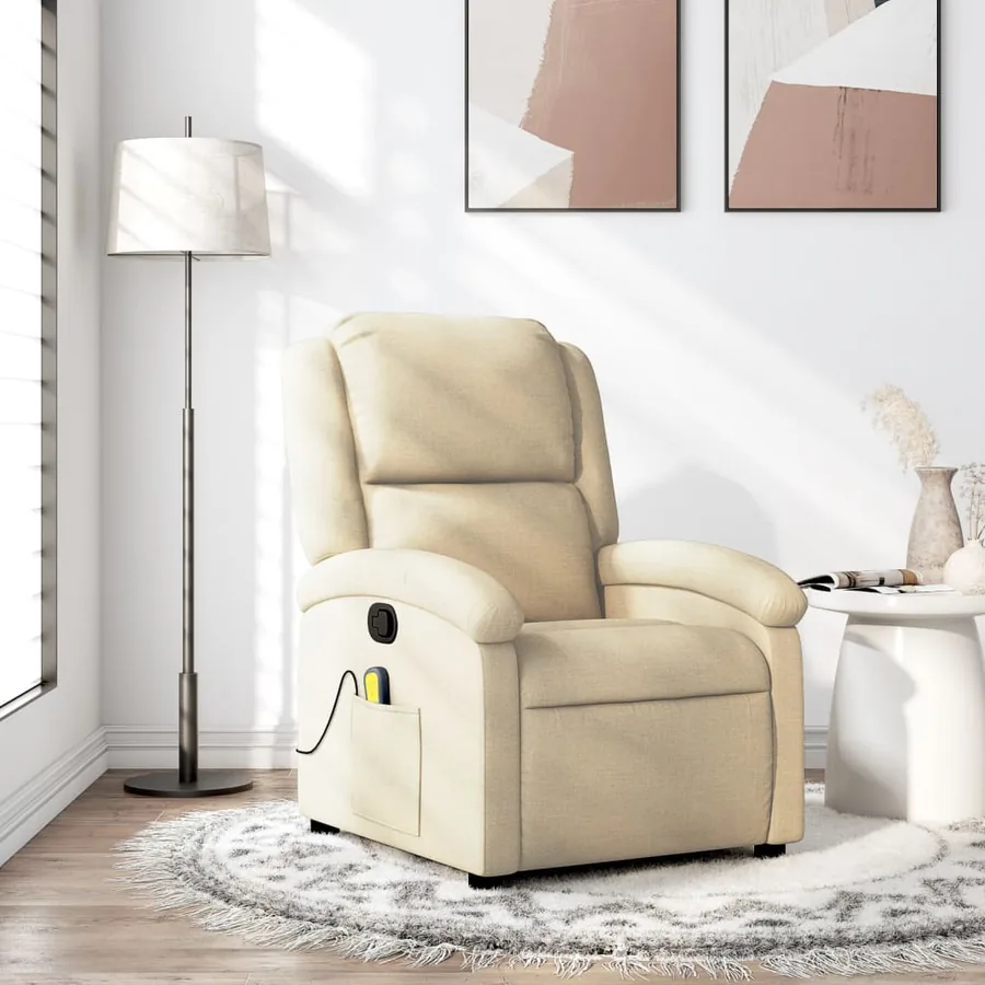 Fauteuil de massage inclinable en tissu crème