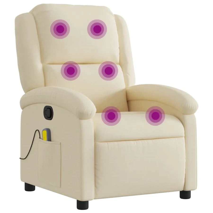 Fauteuil de massage inclinable en tissu crème - 2