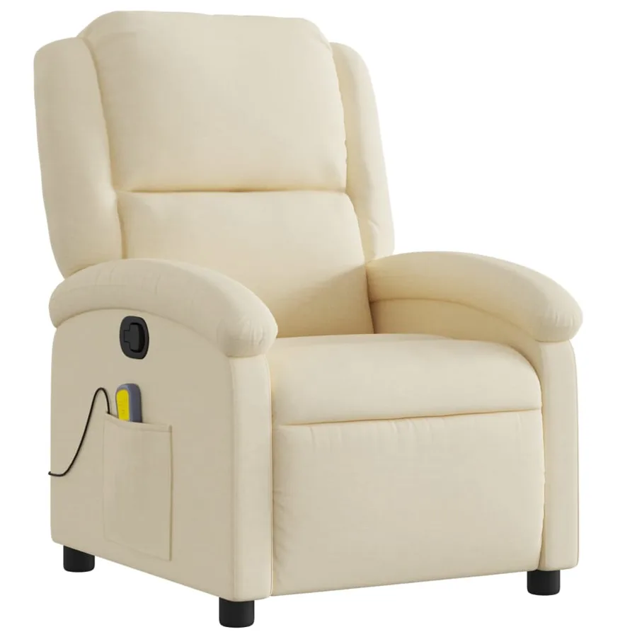 Fauteuil de massage inclinable en tissu crème - 3