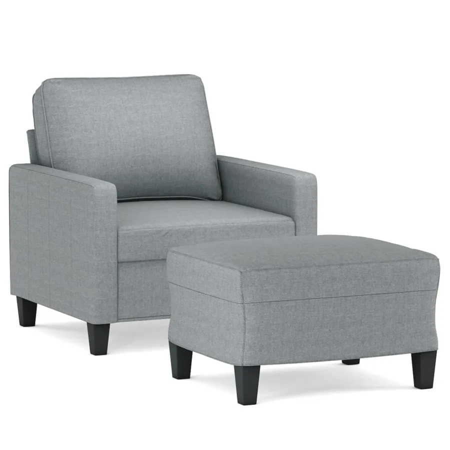Fauteuil avec repose-pied Gris clair 60 cm Tissu - 2