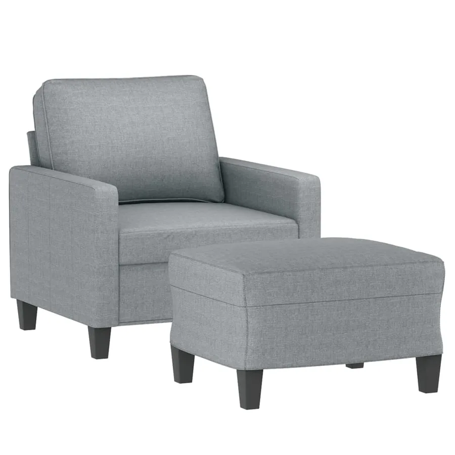 Fauteuil avec repose-pied Gris clair 60 cm Tissu - 3