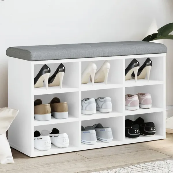 Banc à chaussures Blanc 82x32x50 cm Bois d'ingénierie